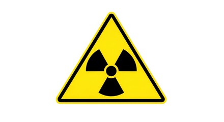 Fototapeta premium Radiation hazard symbol in yellow triangle for safety awareness usage