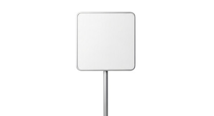 Blank white rectangular sign on a pole isolated on white background