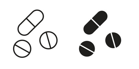 Pills icon outline illustration sign