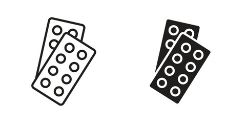 Pill blister outline illustration sign icon outline illustration sign