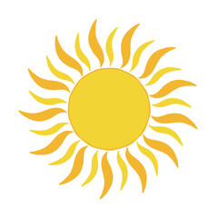 Stylized Sun icon graphic with wavy rays vector illustration on white background