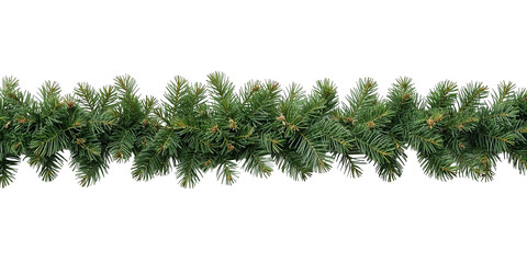 Christmas tree garland in the middle isolated on transparent or white background, png
