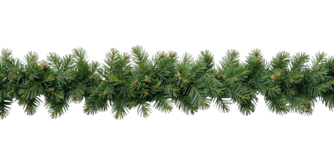 Christmas tree garland in the middle isolated on transparent or white background, png