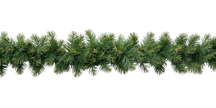 Christmas tree garland in the middle isolated on transparent or white background, png