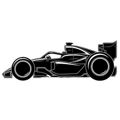 Obraz premium Sleek Formula One Racing Car Silhouette Illustration.