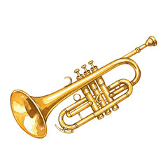 Obraz premium Golden trumpet musical instrument symbol of praise isolated on transparent background