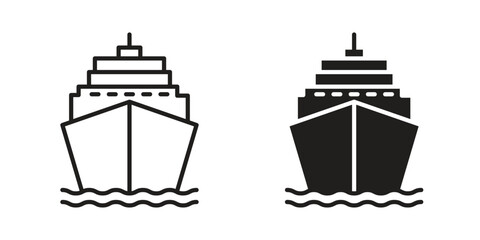 Ship icon outline illustration sign