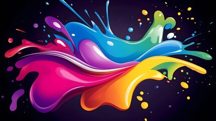 Vibrant Rainbow Paint Splatter Abstract Background