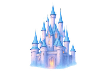 Obraz premium Fantasy fairytale castle with magical glowing windows