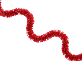 Red rain on the Christmas tree isolated on transparent or white background, png