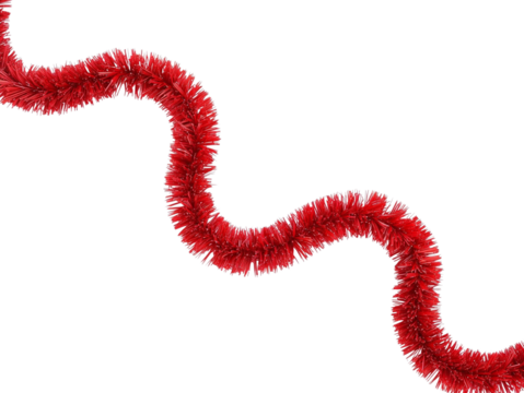 Red rain on the Christmas tree isolated on transparent or white background, png