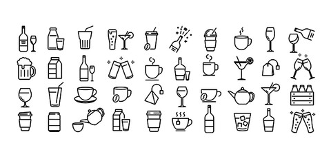 icon set about drinks in monochrome vector