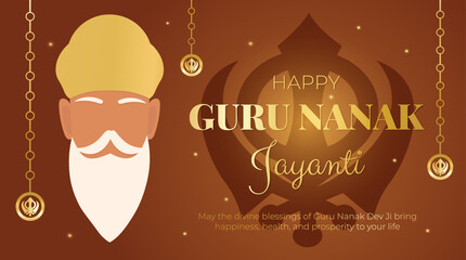 Happy Guru Nanak Jayanti. Design of Banners and Cards. Vector template