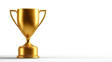 Golden trophy gleaming golden trophy isolated on a clean pure white background symbolizing achievement