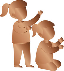 Bronze Two Faceless Children Playing