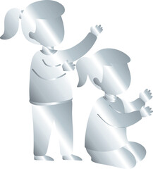 Silver Two Girls Playing Together 