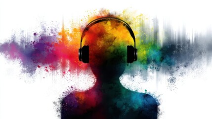 Person with headphones individual listening to audio wearing over ear headphones focused and engaged