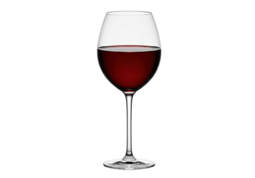 Elegant red wine in a glass isolated, alcoholic beverage for celebrations and special occasions on a transparent background
