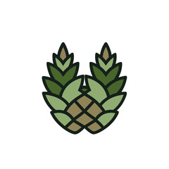 Stylized green pinecone emblem with a dark background