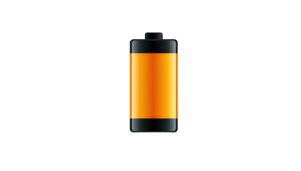 Illustration depicting a charging battery with a black top and bottom and a central orange light