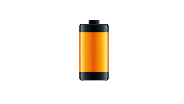 Illustration depicting a charging battery with a black top and bottom and a central orange light
