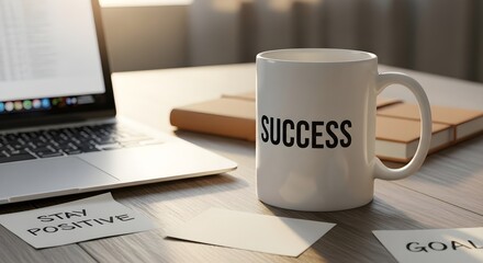 Success and Motivation Concept on a Work Desk.
