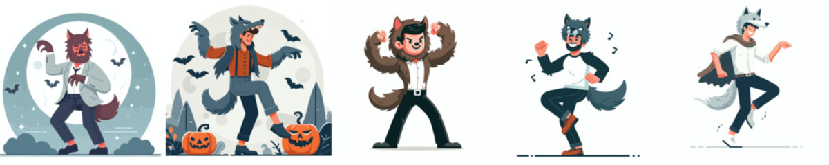 vector man wolf costume halloween party © Vector