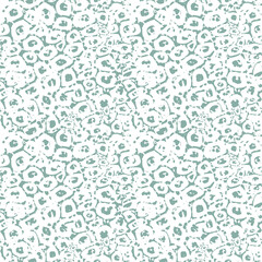 Seamless vector pattern of irregular, organic circular shapes with a textured, distressed aesthetic in muted teal and white.