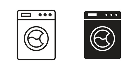 Washing machine icon outline illustration sign