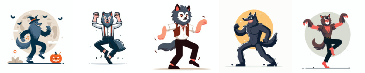 vector man wolf costume halloween party