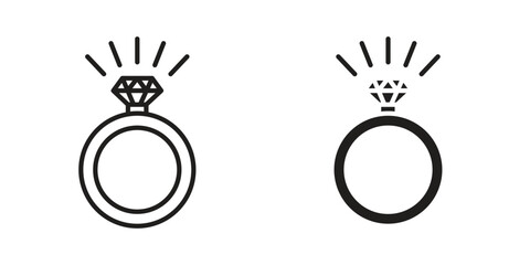 Wedding ring icon outline illustration sign