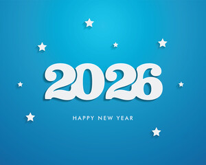 Happy new year 2026 with paper cut number design concept for calendar and banner