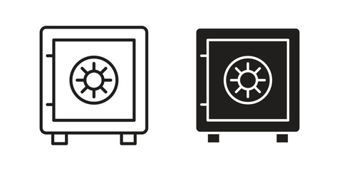Bank vault icon flat black and white logo