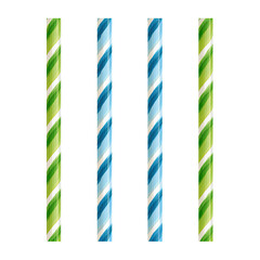 Four stylized vertical stripes, alternate green/white and blue/white, on a black background