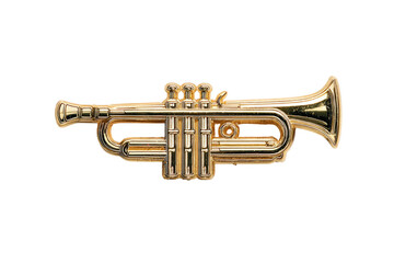Obraz premium A detailed close-up of a polished brass wind instrument isolated on a stark black background