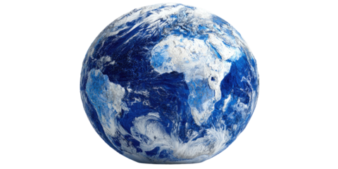 Digital image of the globe showing continents and clouds in a realistic and detailed depiction