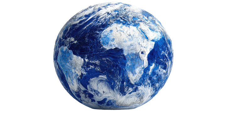 Digital image of the globe showing continents and clouds in a realistic and detailed depiction
