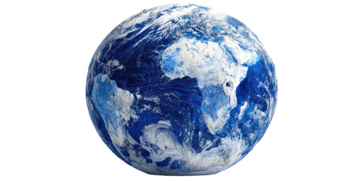 Digital image of the globe showing continents and clouds in a realistic and detailed depiction