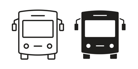 Bus icon flat black and white logo
