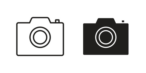 Camera icon flat black and white logo