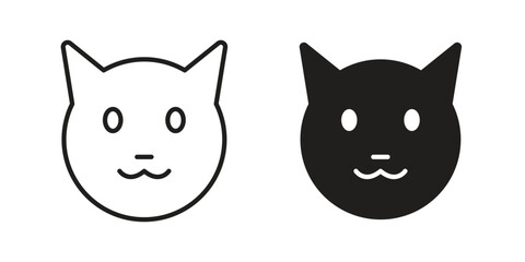 Cat icon flat black and white logo