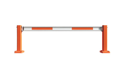 Animated illustration depicting an orange and chrome barrier, isolated on a black background