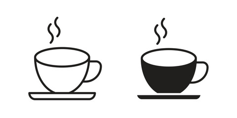 Coffee icon flat black and white logo