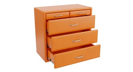 Orange modern dresser with drawers for storage minimalist design style
