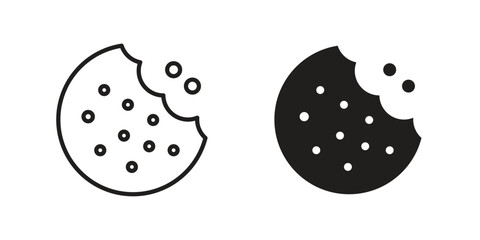 Cookie icon flat black and white logo