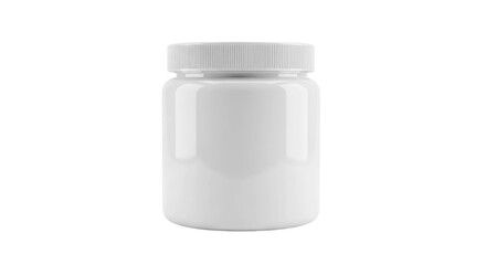 Isolated white plastic bottle with ribbed cap on black, ideal for medicine, supplements, or cosme...