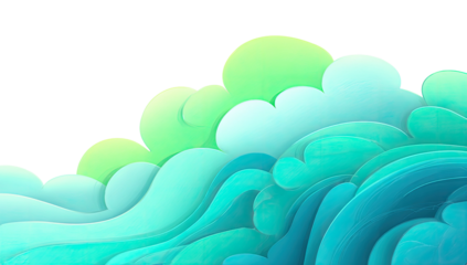 Abstract wavy illustration of flowing shapes, a vibrant gradient of cool and warm colors