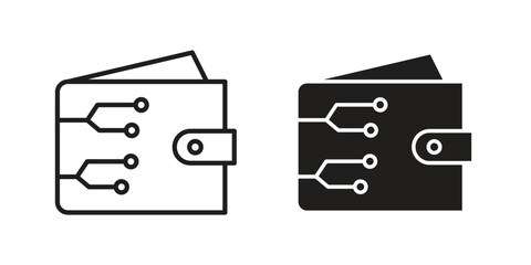 Cryptocurrency wallet icon flat black and white logo