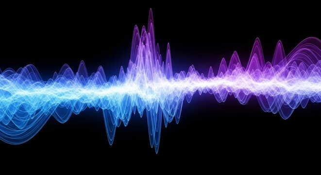 Vibrant Wavelengths An Abstract Symphony of Light and Sound on a Dark Backdrop