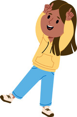 Joyful Girl Making Grimace